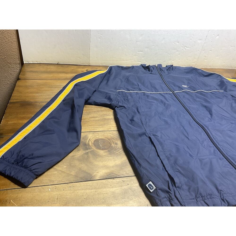 Vintage Nike Fleece Lined Navy Track Suit Set Men’s L Grey Tag Y2K Windbreaker - Picture 7 of 16